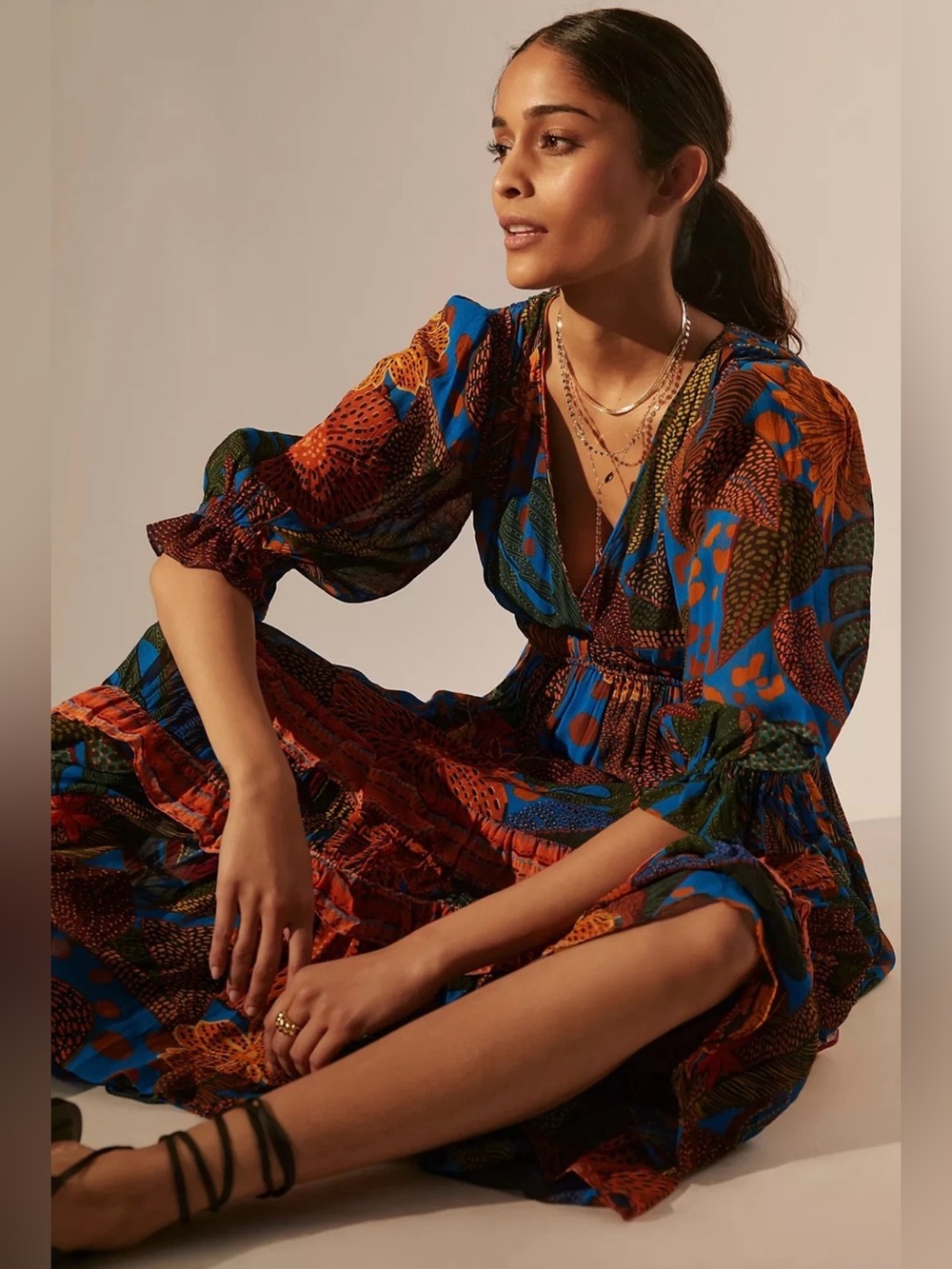 Farm Rio x Anthropologie Boho Tropical Maxi Dress XS - Picture 5 of 15